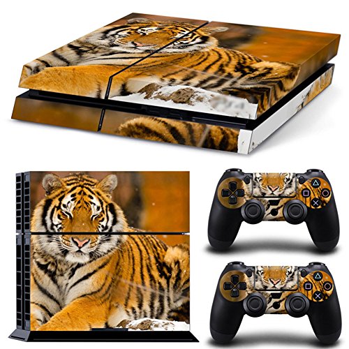 DOTBUY PS4 Skin Aufkleber Sticker Design Folie schützende Haut Schale für Sony Playstation 4 Konsole und 2 Dualshock Controller (Animal Tiger) von DOTBUY