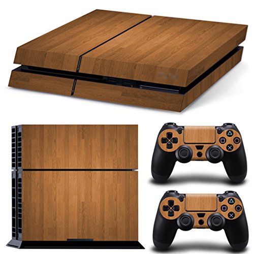 DOTBUY PS4 Skin Aufkleber Sticker Design Folie schützende Haut Schale für Sony Playstation 4 Konsole und 2 Dualshock Controller (Brown Wood) von DOTBUY