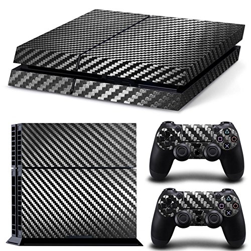 DOTBUY PS4 Skin Aufkleber Sticker Design Folie schützende Haut Schale für Sony Playstation 4 Konsole und 2 Dualshock Controller (Carbon Fiber Black) von DOTBUY