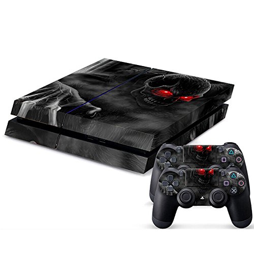 DOTBUY PS4 Skin Aufkleber Sticker Design Folie schützende Haut Schale für Sony Playstation 4 Konsole und 2 Dualshock Controller (Dark Skull) von DOTBUY