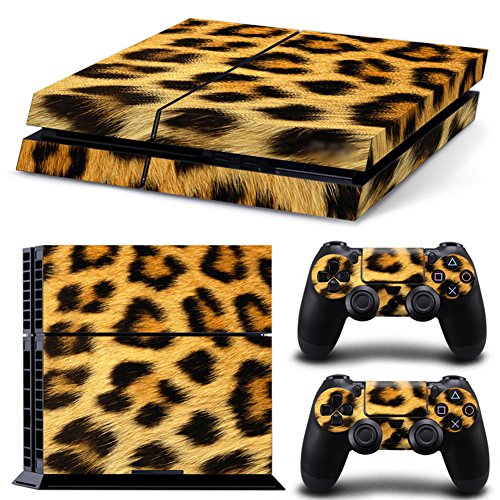 DOTBUY PS4 Skin Aufkleber Sticker Design Folie schützende Haut Schale für Sony Playstation 4 Konsole und 2 Dualshock Controller (Fell Leopard Yellow) von DOTBUY