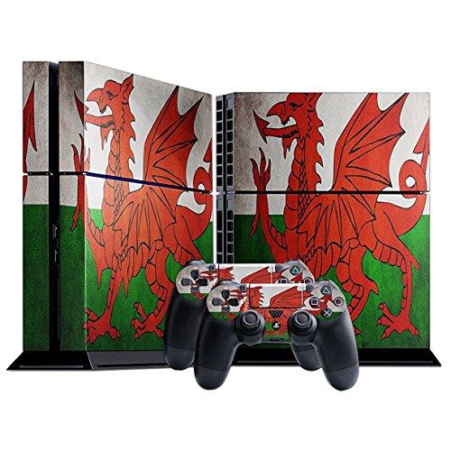 DOTBUY PS4 Skin Aufkleber Sticker Design Folie schützende Haut Schale für Sony Playstation 4 Konsole und 2 Dualshock Controller (Flags Wales) von DOTBUY