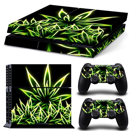 DOTBUY PS4 Skin Aufkleber Sticker Design Folie schützende Haut Schale für Sony Playstation 4 Konsole und 2 Dualshock Controller (Fluorescence Leaves) von DOTBUY