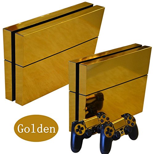 DOTBUY PS4 Skin Aufkleber Sticker Design Folie schützende Haut Schale für Sony Playstation 4 Konsole und 2 Dualshock Controller (Gold Glossy) von DOTBUY