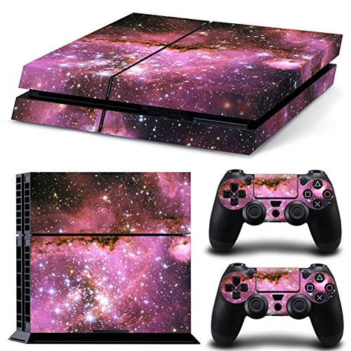 DOTBUY PS4 Skin Aufkleber Sticker Design Folie schützende Haut Schale für Sony Playstation 4 Konsole und 2 Dualshock Controller (Pink Galaxia) von DOTBUY