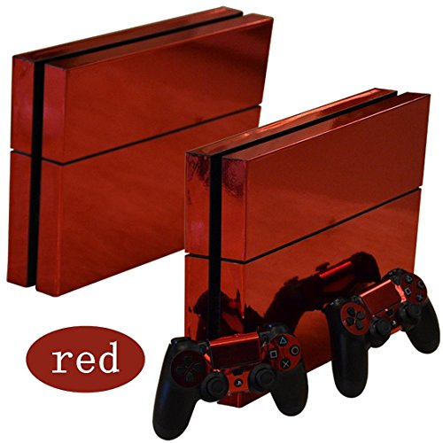 DOTBUY PS4 Skin Aufkleber Sticker Design Folie schützende Haut Schale für Sony Playstation 4 Konsole und 2 Dualshock Controller (Red Glossy) von DOTBUY
