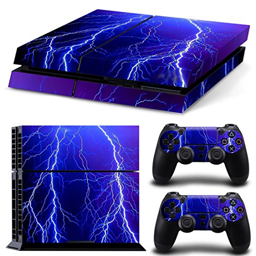 DOTBUY PS4 Skin Aufkleber Sticker Design Folie schützende Haut Schale für Sony Playstation 4 Konsole und 2 Dualshock Controller (Violet Lightning) von DOTBUY