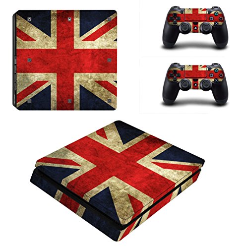 DOTBUY PS4 Slim Skin Aufkleber Sticker Design Folie schützende Haut Schale für Sony Playstation 4 Slim Konsole und 2 Dualshock Controller (Flags UK) von DOTBUY