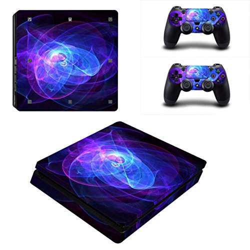 DOTBUY PS4 Slim Skin Aufkleber Sticker Design Folie schützende Haut Schale für Sony Playstation 4 Slim Konsole und 2 Dualshock Controller (Purplish Coils) von DOTBUY