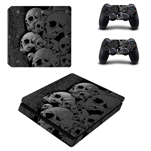 DOTBUY PS4 Slim Skin Aufkleber Sticker Design Folie schützende Haut Schale für Sony Playstation 4 Slim Konsole und 2 Dualshock Controller (Skulls) von DOTBUY