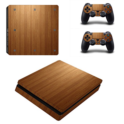 DOTBUY PS4 Slim Skin Aufkleber Sticker Design Folie schützende Haut Schale für Sony Playstation 4 Slim Konsole und 2 Dualshock Controller (Wood Brown) von DOTBUY