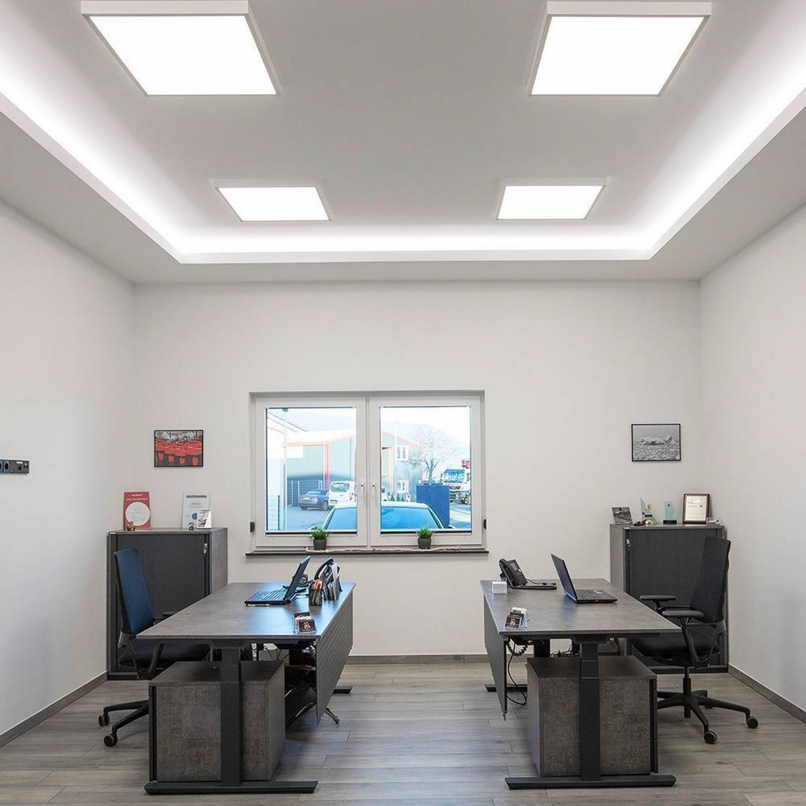 DOTLUX LED-Panel FLATugr, weiß, 62 x 62 cm, Metall, 36 W CCT von DOTLUX