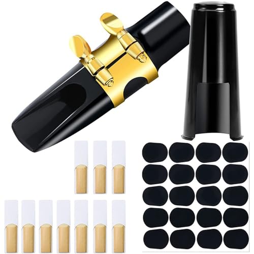 33-teiliges Altsaxophon-Mundstück-Set, Saxophon-Mundstück mit Metall-Ligatur und Pfeifen, Saxophon-Mundstück-Zubehör 33-teiliges Altsaxophon-Mundstück-Set, Saxophon-Mundstück mit Metall-Ligatur und Pfeifen, Saxophon-Mundstück-Zubehör von DOUDINGMAO