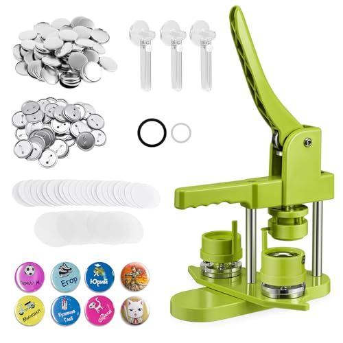 Badge Maker Knopfmaschine, verschiedene Größen, 25 + 32 + 58 mm, mit 300 Stück Metallstift-Rückseite, DOYFAY Badge Pressmaschine mit Formen, Kunststoff-Unterlegscheibe und rundem Papierschneider Badge Maker Knopfmaschine, verschiedene Größen, 25 + 32 + 58 mm, mit 300 Stück Metallstift-Rückseite, DOYFAY Badge Pressmaschine mit Formen, Kunststoff-Unterlegscheibe und rundem Papierschneider von DOYFAY