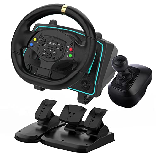 DOYO Gaming Lenkrad mit Pedalen und Schalthebel, 1080° Driving Force Gaming Rennlenkrad mit Lautsprecher, Rennlenkrad für PC, PS4, Xbox One, Xbox 360, Xbox Series X, PS3, Nintendo Switch, Android von DOYO