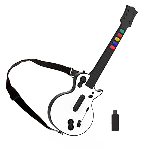 DOYO Guitar Hero Gitarren für PC und PS3, Kabellose Weiß Gitarren Controller mit Riemen für Guitar Hero, Clone Hero und Rock Band Games (5 Tasten) von DOYO