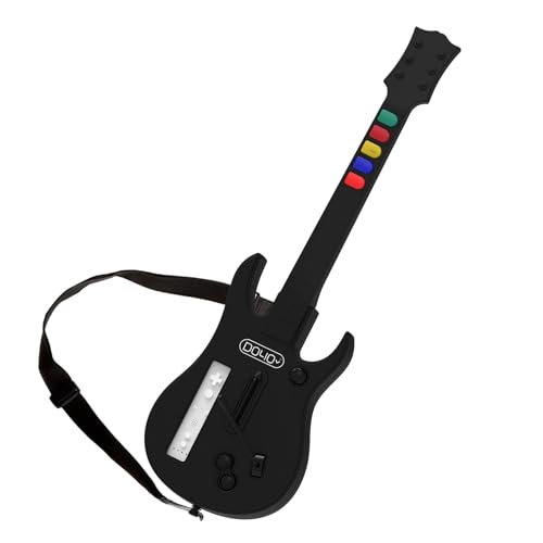 DOYO Wireless Gitarre für Wii, kompatibel mit Guitar Hero, Clone Hero und Rock Band Spielen (Schwarz, Rock Band 1), inkl. verstellbarem Trageriemen – Kabellose Wii Gitarre für Musikspiele von DOYO