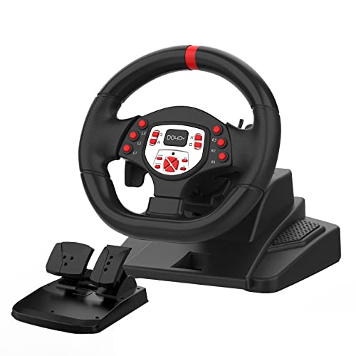 DOYO PS4 Gaming Rennlenkrad 180° lenkräd Racing Steering Wheel mit Pedalen für PC, Playstation 4, Playstation 3, Android, Nintendo Switch Driving Force Lenkbereich für Rennspiele von DOYO