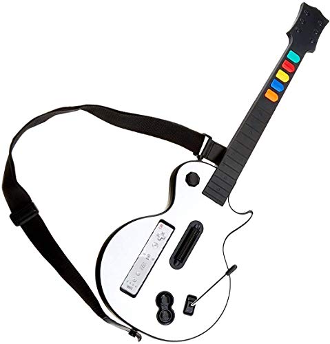 DOYO Wii Guitar Hero, kabelloser Guitar Hero Controller für Guitar Hero Wii und Rock Band 2 Wii U-Spiele (außer Rock Band 1) mit Gurt, Farbe Weiß von DOYO