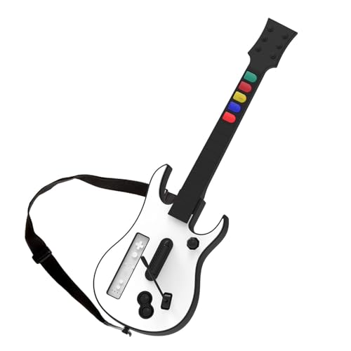 DOYO Wireless Gitarre für Wii, kompatibel mit Guitar Hero, Clone Hero und Rock Band Spielen (Weiß, Rock Band 1), inkl. verstellbarem Trageriemen – Kabellose Wii Gitarre für Musikspiele von DOYO