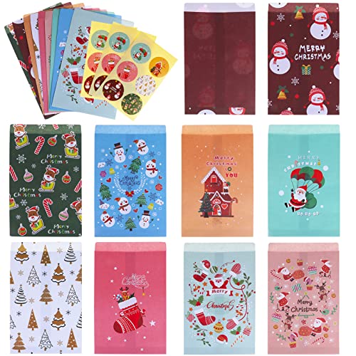 DPKOW 18pcs Weihnachtskarten Umschläge mit Etiketten Aufkleber, Wenig Geschenk Umschläge für Weihnachten Grußkarten Einladungskarten Geschenk Verpackung Weihnachten, Bunte Weihnachtstüten von DPKOW