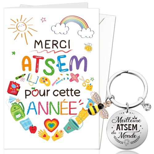 DPKOW Idee Cadeau Maternelle ATSEM Merci Carte avec Enveloppe Porte-Clé Cadeau ATSEM d'École Fin d'Année, Cadeau Merci ATSEM pour Cette Année Carte, Meilleure ATSEM du Monde Porte Clé DPKOW Idee Cadeau Maternelle ATSEM Merci Carte avec Enveloppe Porte-Clé Cadeau ATSEM d'École Fin d'Année, Cadeau Merci ATSEM pour Cette Année Carte, Meilleure ATSEM du Monde Porte Clé von DPKOW