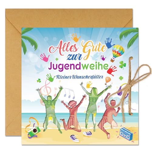DPKOW Jugendweihe Karte, Jugendweihe Geldgeschenke Verpackung für Jungen Mädchen Geschenke Jugendweihe Grußkarten mit Umschlag, Jugendweihe Wunscherfüller Geldgeschenk Jugendweihe Postkarte Geldkarte von DPKOW