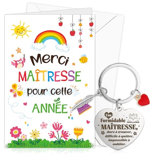 DPKOW Original Cadeau Merci Maitresse d'École Fin d'Année, Merci Maîtresse Carte avec Enveloppe Porte-Clés Maitresse Maternelle Cadeau Remerciement Institutrice, Formidable Impossible à Oublier DPKOW Original Cadeau Merci Maitresse d'École Fin d'Année, Merci Maîtresse Carte avec Enveloppe Porte-Clés Maitresse Maternelle Cadeau Remerciement Institutrice, Formidable Impossible à Oublier von DPKOW