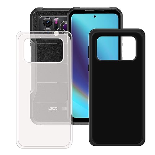 DQG Anti-Fall Schutzhülle für Doogee V20 Pro Hülle, 2 Stück Weiche Flexibel Handytasche Semi-Transparent + Schwarz TPU Handyhülle Silikon Tasche Schale rutschfest Case Cover für (6.43") von DQG