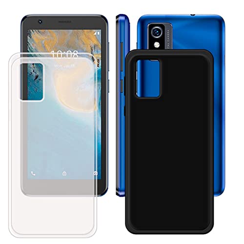 DQG Anti-Fall Schutzhülle für ZTE Blade L9 Hülle, 2 Stück Weiche Flexibel Handytasche Semi-Transparent + Schwarz TPU Handyhülle Silikon Tasche Schale rutschfest Case Cover für (5.0") von DQG