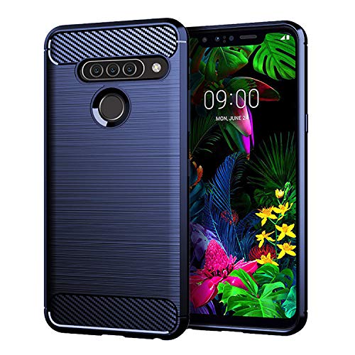 DQG Anti-Fall hülle für LG G8S ThinQ Hülle, Weiche Handytasche Kohlefaser TPU Handyhülle Silikon Tasche Schale rutschfest Case Cover für LG G8S ThinQ (6.21") - Blau von DQG