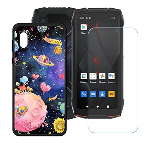 DQG Displayschutz + Hülle für Cubot King Kong Mini 3,Schwarz Cover TPU Handyhülle Silikon Tasche Case Schutzhülle - HD Schutzfolie Anti-Fall Disschutzfolie für (4.50") - KE22 von DQG