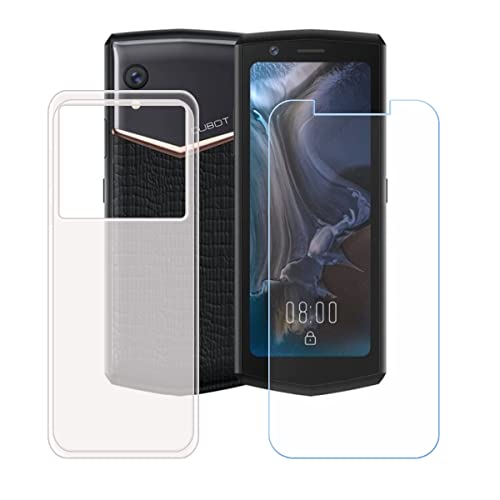DQG Displayschutz + Hülle für Cubot Pocket 3,Semi-Transparent Cover TPU Handyhülle Silikon Tasche Case Schutzhülle - Gehärtetes Glas Schutzfolie für (4.50") von DQG