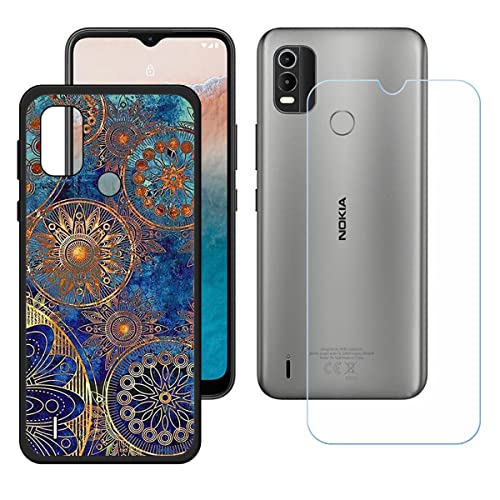 DQG Displayschutz + Hülle für Nokia C21 Plus,Schwarz Cover TPU Handyhülle Silikon Tasche Case Schutzhülle - HD Schutzfolie Anti-Fall Disschutzfolie für (6.52") - OP17 von DQG