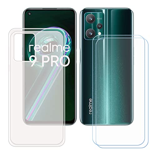 DQG Displayschutz + Hülle für Oppo Realme 9 Pro+,Semi-Transparent Cover TPU Handyhülle Silikon Tasche Case Schutzhülle - 2 Stück Gehärtetes Glas Schutzfolie für (6.43") von DQG