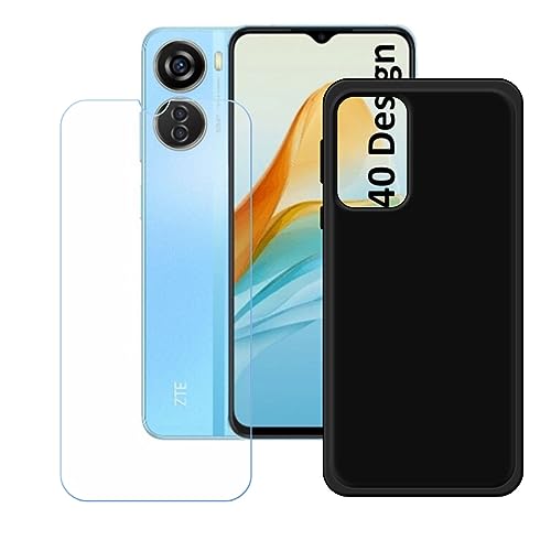 DQG Displayschutz + Hülle für ZTE Blade V50 Design,Schwarz Cover TPU Handyhülle Silikon Tasche Case Schutzhülle - Gehärtetes Glas Schutzfolie für (6.60") von DQG