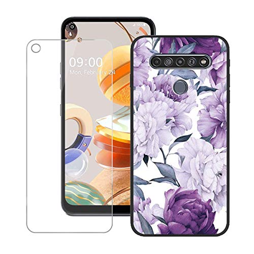 DQG Panzerglas + Hülle für LG K61,Schwarz Cover TPU Handyhülle Silikon Tasche Case Schutzhülle - HD Schutzfolie Anti-Fall Displayschutzfolie für (6.50") - LLM28 von DQG