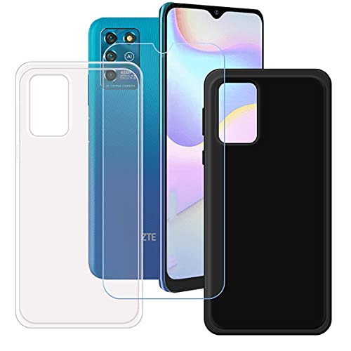 DQG Panzerglas + Hülle für ZTE Blade V30 Vita,Transparent + Schwarz Cover TPU Handyhülle Silikon Tasche Case Schutzhülle - Gehärtetes Glas Schutzfolie für (6.82") von DQG
