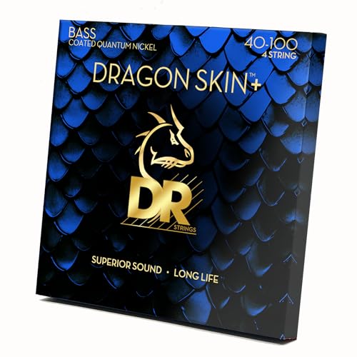 DR DBQ-40 - DRAGON SKIN+™, Coated Quantum Nickel Bass Saiten, Überlegener Klang mit angenehmer Haptik & langer Lebensdauer: Light 40-100 von DR Strings