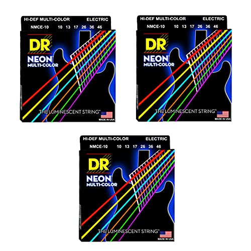 DR NMCE-9/46 - Hi-Def Neon mehrfarbige E-Gitarrensaiten, 009-046 von DR Strings