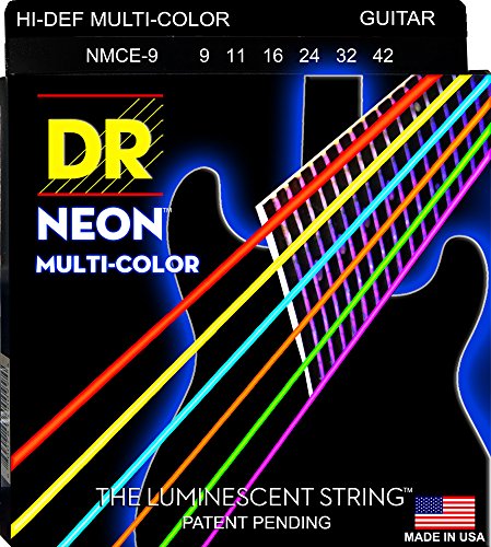 DR Neon Gitarrensaiten NMCE-9 Guitar Strings Multi Colour, lite .009 - .042 von DR Strings