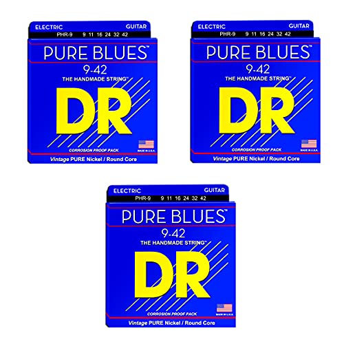 DR-PHR-9 - Pure Blues-E-Gitarrensaiten, 009-042, 3er pack von DR Strings