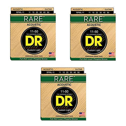 DR RPML-11 - Seltene Akustikgitarrensaiten 11-52 3-Pack von DR Strings