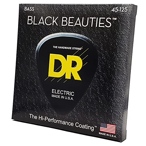 DR Strings Bass-Saiten Black Beauties, Bass-Seiten vernickelt, schwarz beschichtet, auf rundem Kern, BKB5-45 Med 5 String Bass (45-125) von DR Strings