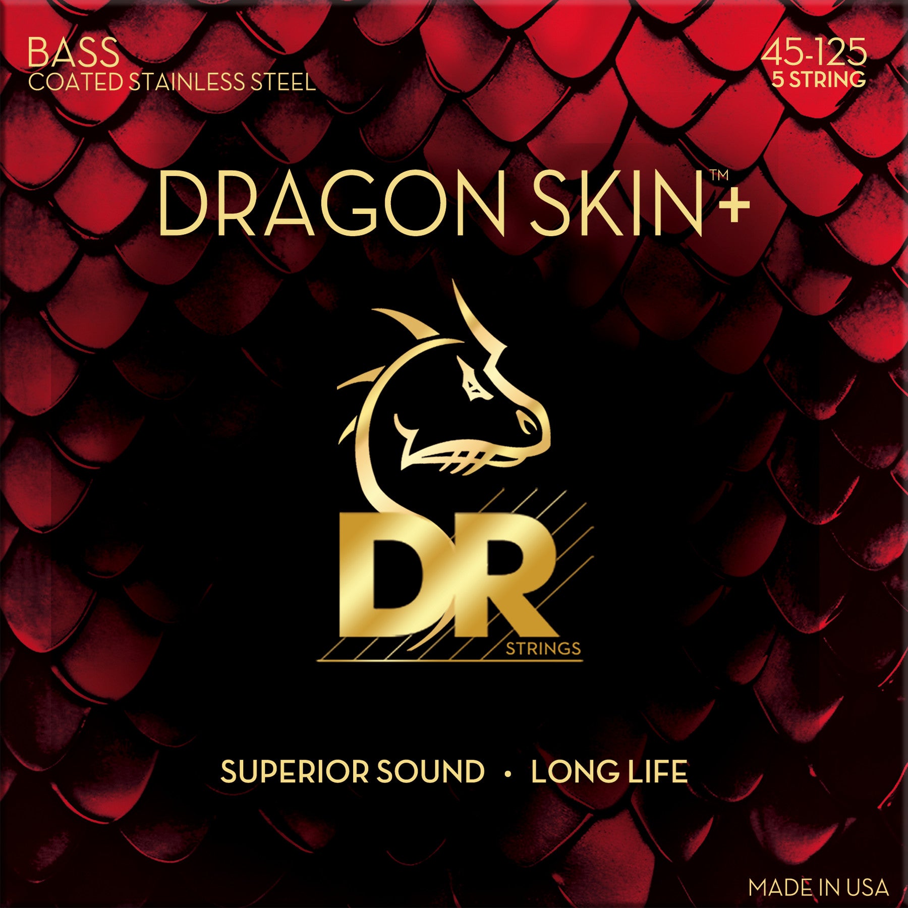 DR Strings Dragon Skin+ Coated Bass 5-string 45-125 Stainless Steel Electric Bass Guitar Strings DR Strings Dragon Skin+ Coated Bass 5-string 45-125 Stainless Steel Electric Bass Guitar Strings von DR Strings