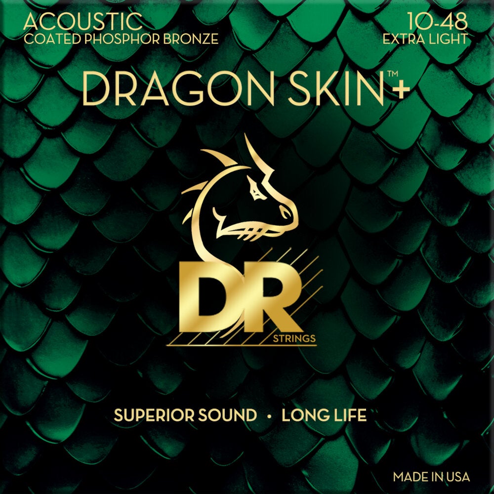 DR Strings Dragon Skin+ Coated Phosphor Bronze Extra Light 10-48 Acoustic Guitar Strings DR Strings Dragon Skin+ Coated Phosphor Bronze Extra Light 10-48 Acoustic Guitar Strings von DR Strings