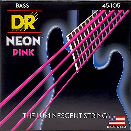 DR Strings NPB-45 Vernickelte pinke High Definition-Saiten für Bassgitarren, mittel, rose von DR Strings