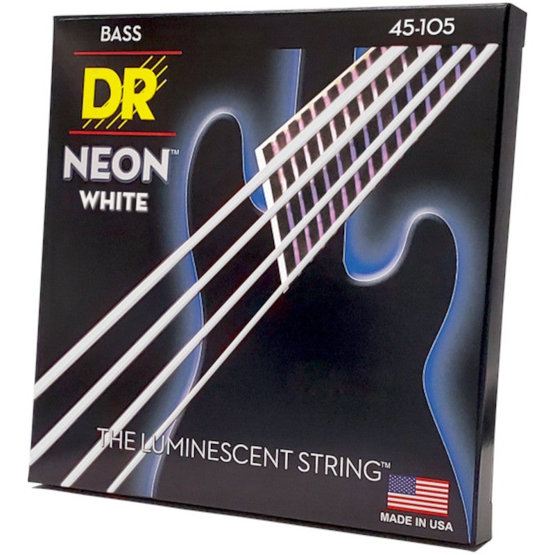DR Strings NWB-45 Hi-Def Neon White Electric Bass Guitar Strings (45-105) von DR Strings