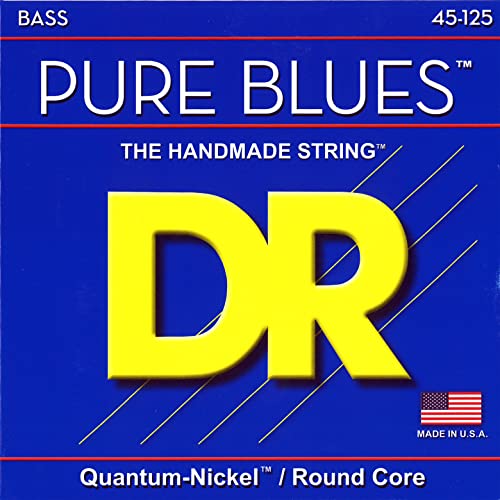 DR Strings PB545 45-125 Medium Set Handmade Pure Blues Coated 5-Saiten Bass Saiten PB5-45 Diapason long von DR Strings