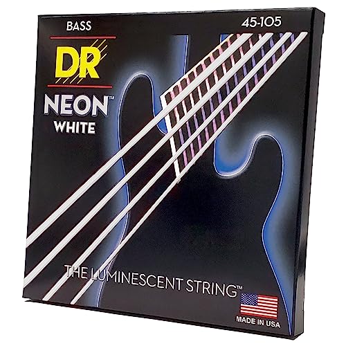 DR Strings - farbige Bass Saiten - white - 4-saiter, 045 - 105 von DR Strings